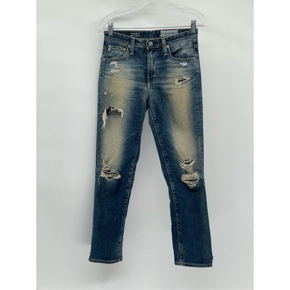 AG Jean Isabelle Straight Leg Crop Women 26 Blue High Rise Distressed‎ - Picture 1 of 14